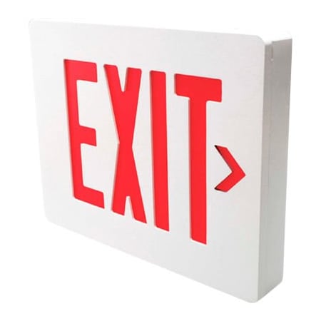 Hubbell Lighting Hubbell SESRW Die Cast Aluminum LED Exit Sign, White w/Red Letters, Single Face, Damp Listed SESRWV11